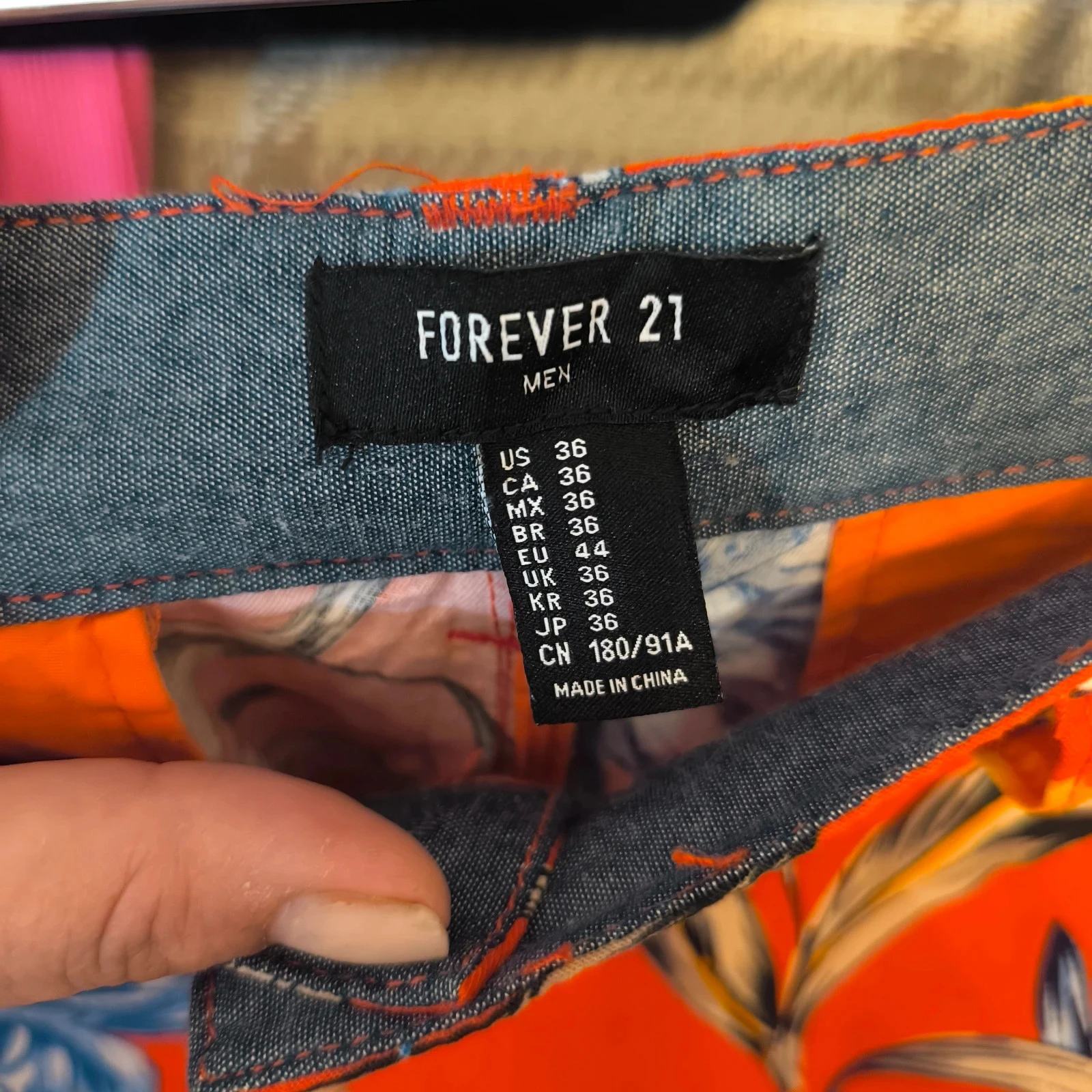 Forever 21 Men tropical floral orange blue men's shorts Size 36 (EU 44) – photo 3